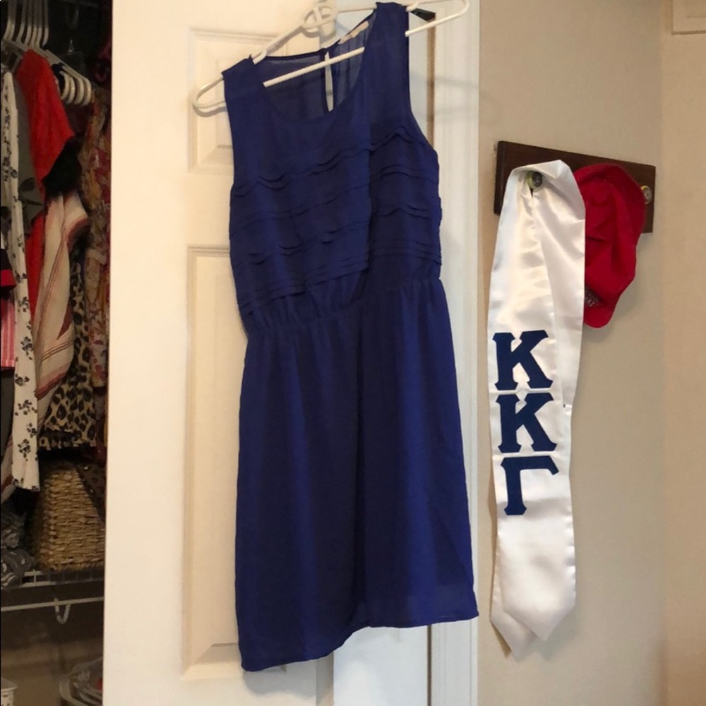 Blue ruffle formal dress